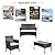 KaiMeng Patio Outdoor 4 Pieces Indoor Use Conversation Sets Rattan Wicker Chair with Table Backyard Lawn Porch Garden Poolside Balcony Furniture, Black
