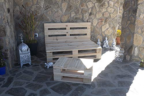 Palets Talavera Conjunto 1x Sofa Palet 120cm x 80cm 1x Mesa 80cm x 48cm Lijado Y Cepillado -Interior/Exterior Nuevo-Natural