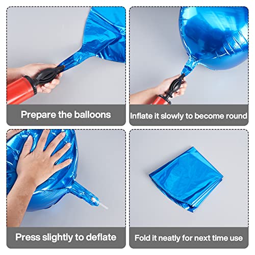 Image of PartyWoo Royal Blue Foil Balloons 6pcs Large Round Giant Jumbo 4D Balloons | 22 Inch for Graduation Men Birthday Retirement Baseball Gaming Baby Shower Bridal Shower Gender Reveal Party Decorations