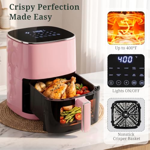 Image of Air Fryer, 6QT Airfryer with Viewing Window, 12-in-1 Digital Air Fryer Oven, 400F Fast Heating, Nonstick & Dishwasher Safe Square Basket, Air Fry, Roast, Bake, Reheat, Dehydrate for Family Meals