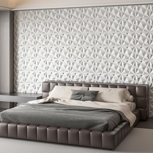 Image of Art3dwallpanels 20 Pack 3D Wall Panels for Interior Wall Decor, 12''x12'' White Accent Diamond Panels for Gaming Room Bedroom TV Background, White