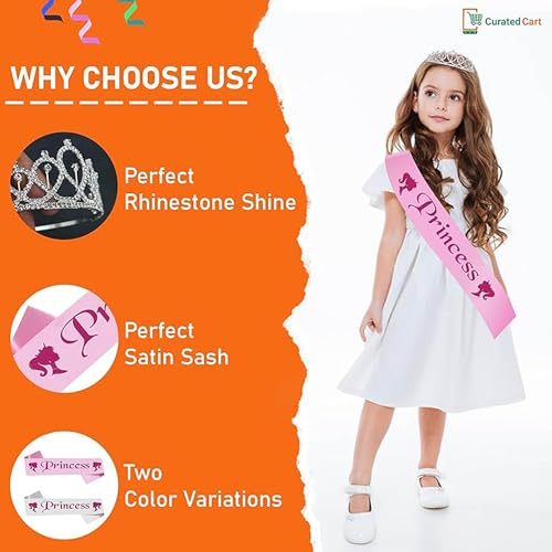 Image of Curated Cart Birthday Crown and Sash for Women Birthday Girl Sash & Rhinestone Tiara Set - Birthday Decorations Birthday Girl Crowns Tiaras for Women