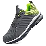 ASOCO DREAM Zapatillas de correr para hombre, con cámara de aire, ligeras, transpirables, para caminar, deportes, gris verde, 42 2/3 EU