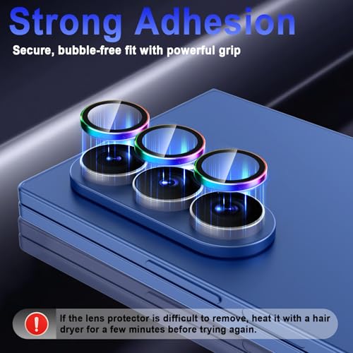 Casetego for Galaxy Z Fold 7 Camera Lens Protector,9H Hardness,Scratch Resistant,Ultra-thin Tempered Glass,Metal Individual Camera Cover for Samsung Galaxy Z Fold 7,Case Friendly,Light Colorful - image 4