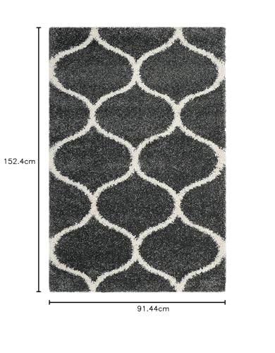 Image of Modern Plush Area Rectangular Rug For Bedroom Living Room Home Decor (3X5 Feet, Dark Grey|Ivory)