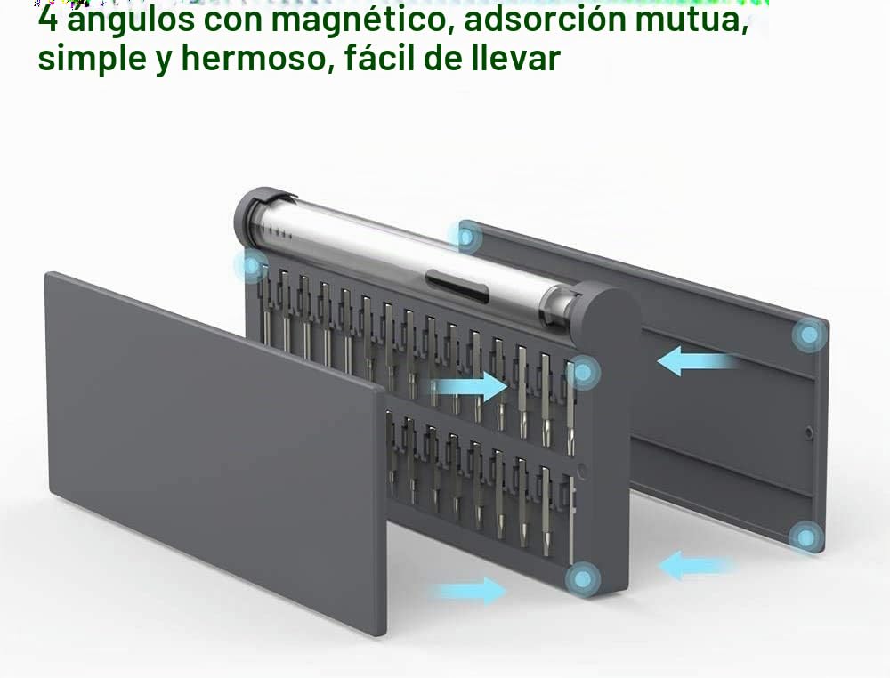 Mini destornillador eléctrico 57en1, juego de destornilladores de precisión | con 55 puntas de precisión magnéticas, par de 2 engranajes, sin cable, para cámara de teléfono reloj portátil