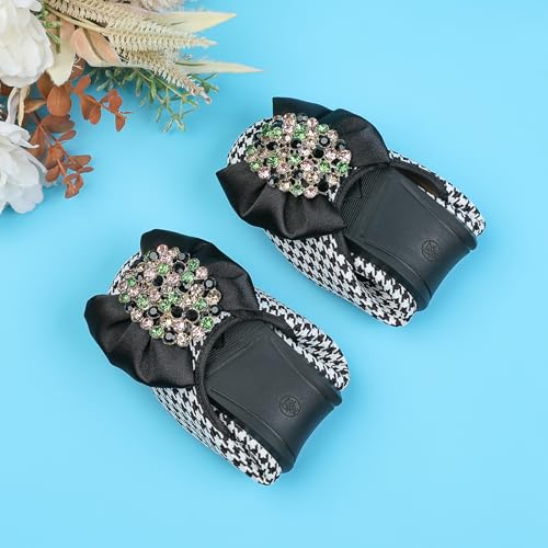 Unifizz Women's Rhinestone Flats SquareToe Flat Heel Wedding Bow Shoes Comfortable Women Dress Shoes2