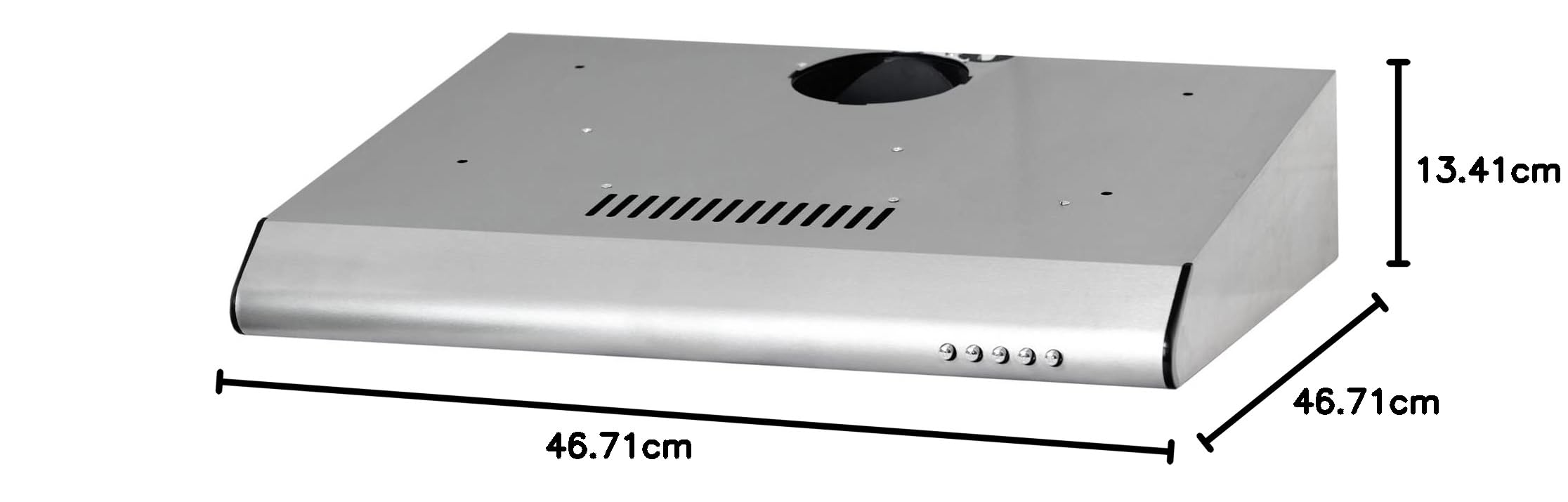Cappa aspirante da incasso, per ricircolo dell'aria di scarico, 60 cm, in acciaio inox, illuminazione a LED [classe energetica C]