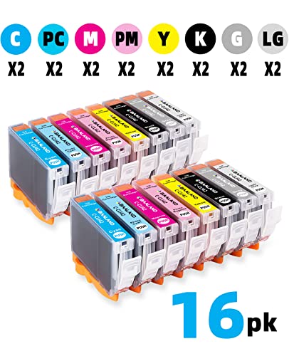Cli42 Cli-42 Ink Cartridges Replacement For Canon Pixma Pro-100 Pro-100S Inkjet Printer (2Bk, 2C 2M 2Y 2Pc 2Pm 2Gy 2Lgy 16-Pack) #TOP1