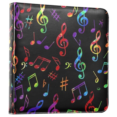Álbum de fotos grande JIPONI con notas musicales arcoíris neón, álbumes de scrapbooking con cubierta de cuero DIY para fotos de 4x6, 5x7 y 6x8 pulgadas, libro de recuerdos autoadhesivo para bodas, bebés y familia miniatura 1