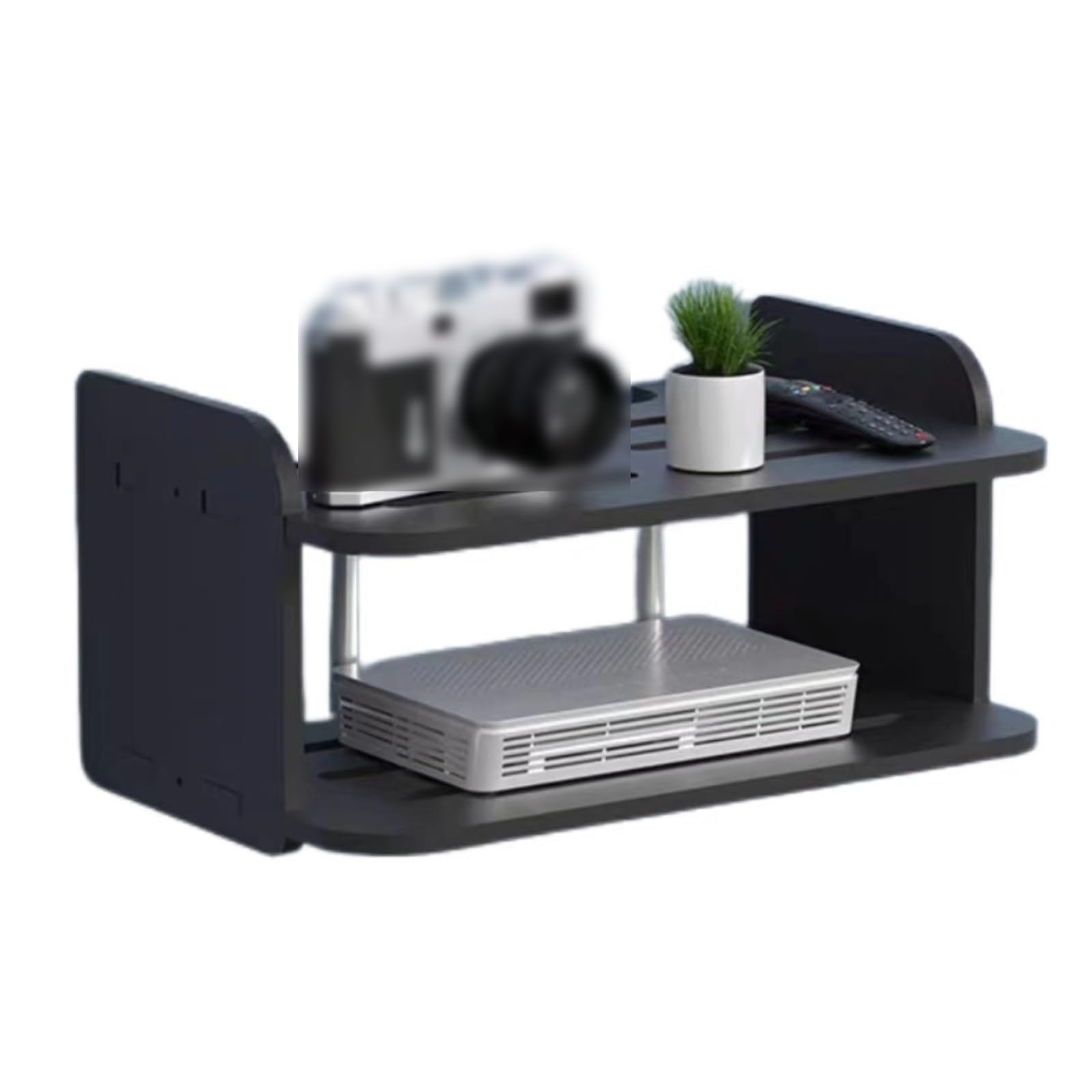 Scatola portaoggetti da parete per router, ripiano per la gestione dei cavi per TV Set-Top Box, mensola galleggiante per decorazione da parete, nero