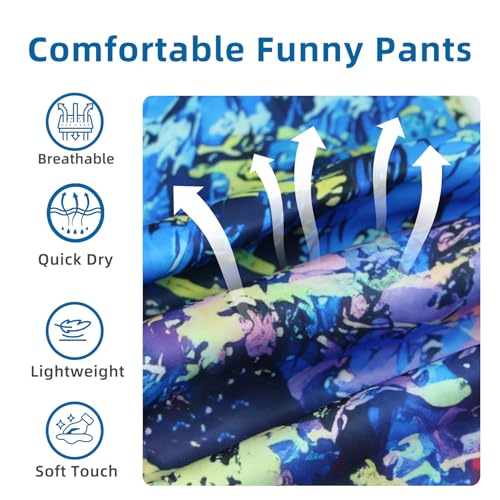 Sports Jogger Pants Boys Funny 80s 90s 3D Graphic Sweatpants Retro Printed Track Pants with Pockets for Boy 6-16Y (US, Alpha (Alpha), S, Regular, Purple Blue)3