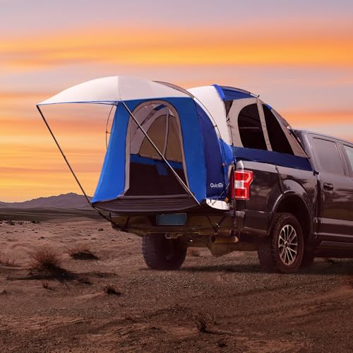 Quictent Pickup Truck Tent for Full Size Short Bed 5.5'-5.8', Waterproof PU2000mm 2-Person Sleeping Capacity Truck Bed Tent with Removable Awning, Rainfly ＆ Storage Bag Included