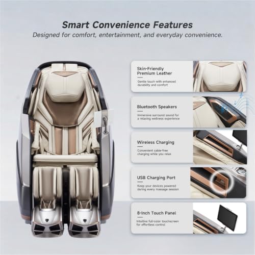 Image of ROTAI R-AUREX Advanced 4D Luxury Zero Gravity Recliner Chair with Cycling Mode & 12 Auto Programs | Full Airbag Coverage with Touch Control & Charging for Home & Office (Silver)