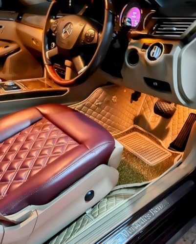 Image of 7D Car Foot Mat for VF MPV7 | Full Beige | Premium Leatherette | Imparts Luxurious & Elegant Look | 100% Waterproof and Dust Proof | Custom Fitted Car Floor Tray Mat