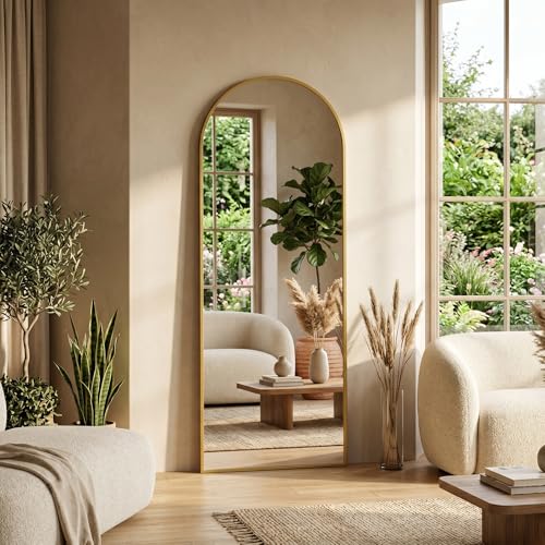 Image of 70 inchx27 inch Floor Mirror Full Length, Arched Full Length Mirror with Stand, Large Full Body Mirrors for Bedroom Living Room or Cloakroom Gold