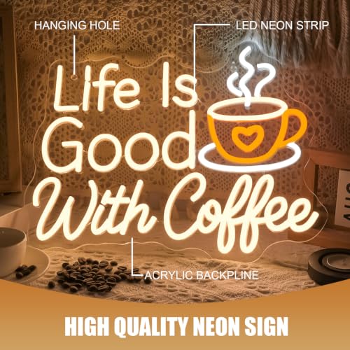 Image of Coffee Bar Neon Sign Latte LED Night Light Wall Decor for Cafe Shop