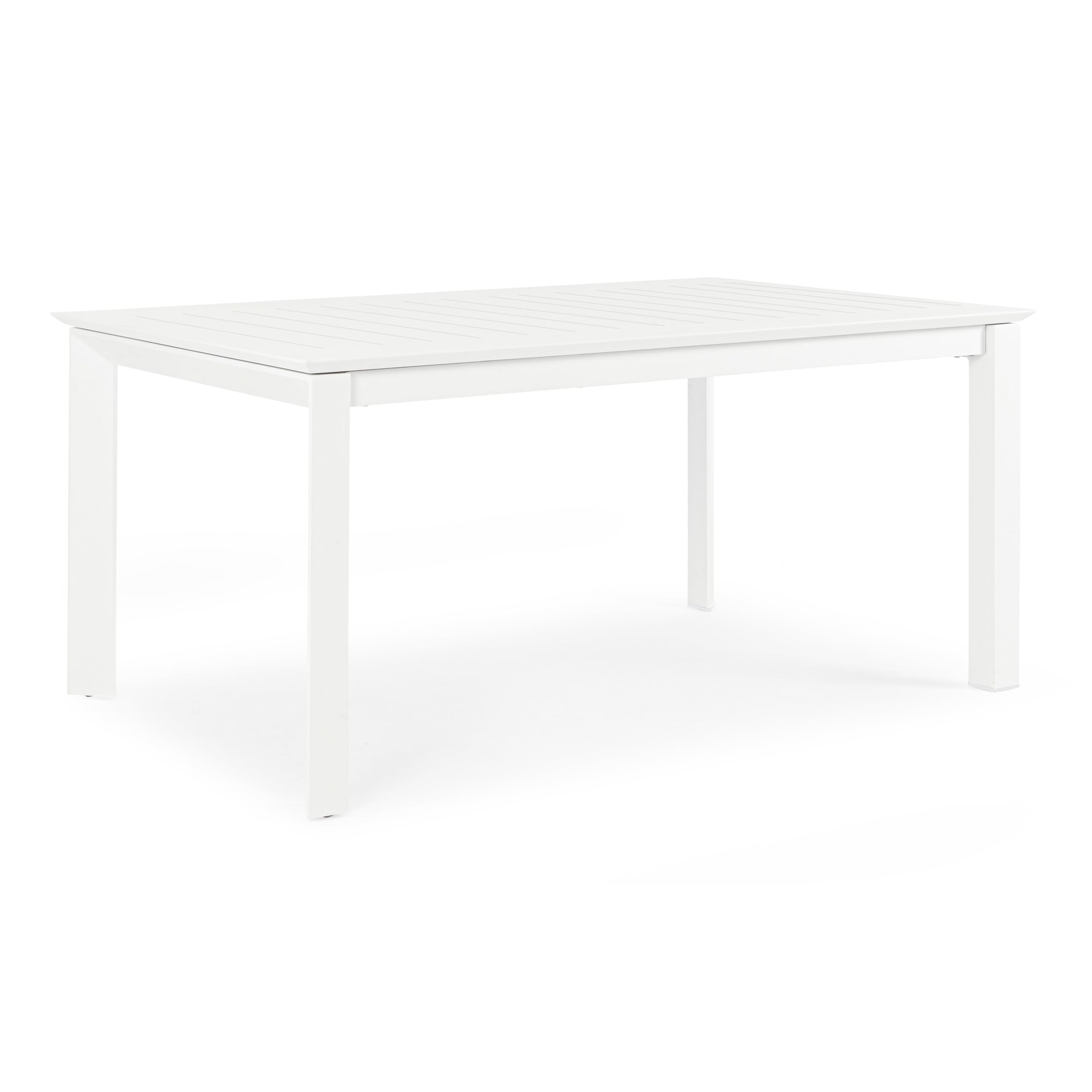 Totò Piccinni Tavolo LINOSA Allungabile in alluminio rettangolare ideale per giardino con piano a doghe dal design moderno (Bianco, Tavolo 160/240x100x76)