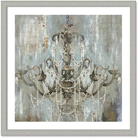 Casa Fine Arts Timeless Vintage Glam Shabby Chic Wall Art Archival Print, 31" x 31", Brushed Silver Frame