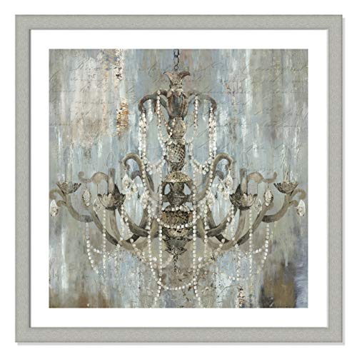 Casa Fine Arts Timeless Vintage Glam Shabby Chic Wall Art Archival Print, 31" X 31", Brushed Silver Frame #TOP11