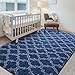 Hutha 5x8 Shag Large Area Rugs for Living Room, Navy Blue and White Modern Super Soft Bedroom Carpet, Moroccan Luxury Geometric Plush Fluffy Rug for Kids Nursery Girls Room Indoor Home Decor