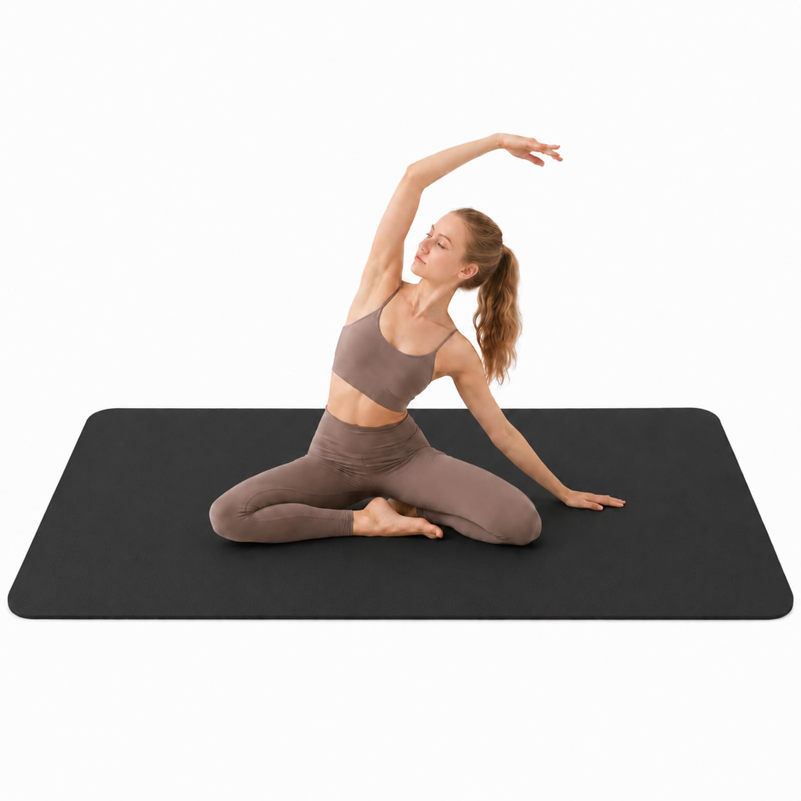Tappetino da yoga spesso in TPE (8 mm), antiscivolo, ecologico, con tracolla per il trasporto, comodo tappetino fitness per yoga, pilates ed esercizi a casa (182,9 x 61 cm)