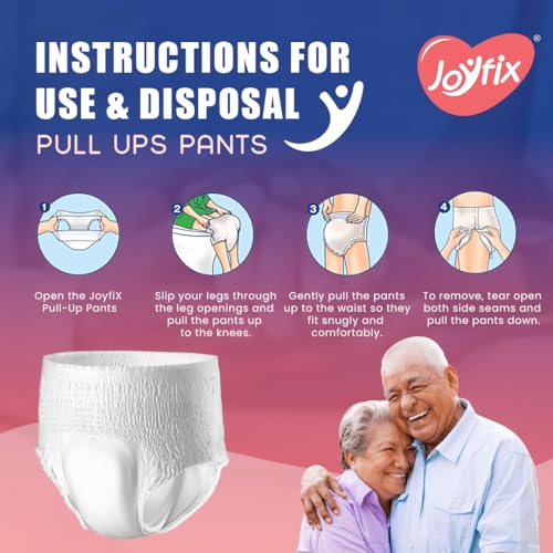 Image of JOYFIX Adult Diapers | Pant Style | Waist Size 96-150 cm (38 inch-59 inch) | Extra Large | Pack of 5 | Odour lock | Anti-Bacterial Absorbent - XL (50 Pieces)