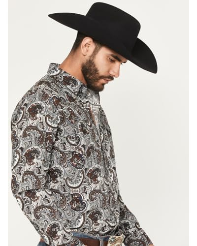 Cody James Men's Colorado Ridge Paisley Print Long Sleeve Snap Western Shirt - CJFA25W18-BN-T XXX- Tall Brown2