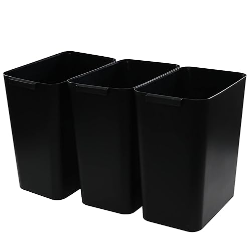 Miniatura 1 de Teyyvn Paquete de 3 cubos de basura de plástico de 4.5 galones, cubo de basura pequeño negro para baño, cocina, oficina, dormitorio