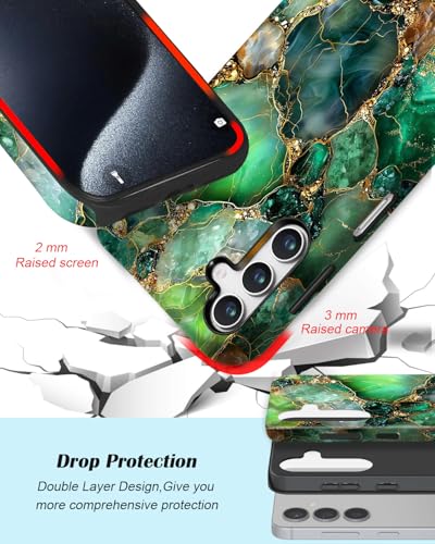 Coque Samsung S26 Plus 5G double couche antichoc onyx vert et veines dorées robuste BSMOSPER - 3