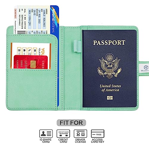 Image of Melsbrinna Premium Leather Passport Holder Covers Case, Waterproof Rfid Blocking Travel Wallet Passport Holder with Pen Holder, Cute Passport Book for Women /Men