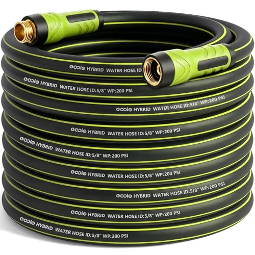 Image of Garden Hose 100ft x 5 /8 inch, Heavy Duty Water Hose, Flexible and Durable, Kink Resistant Lightweight Hybrid Hose, Leakproof Yard Hose with Male to Female Fittings