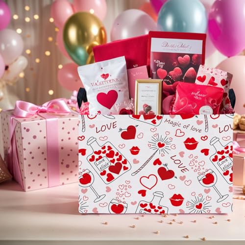 Image of Cute Heart Valentine's Day Basket Gifts Empty Storage Basket for Kid and Baby Room Decor (Red Love Bottle)