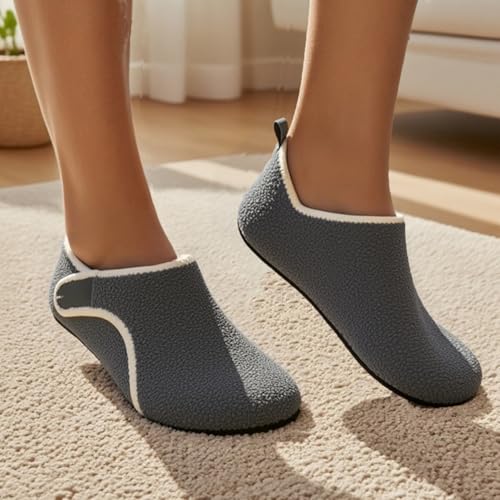 Womens Mens Slippers Cozy Indoor Slipper Socks Portable Travel Shoes Washable with Non-Slip Rubber Sole
