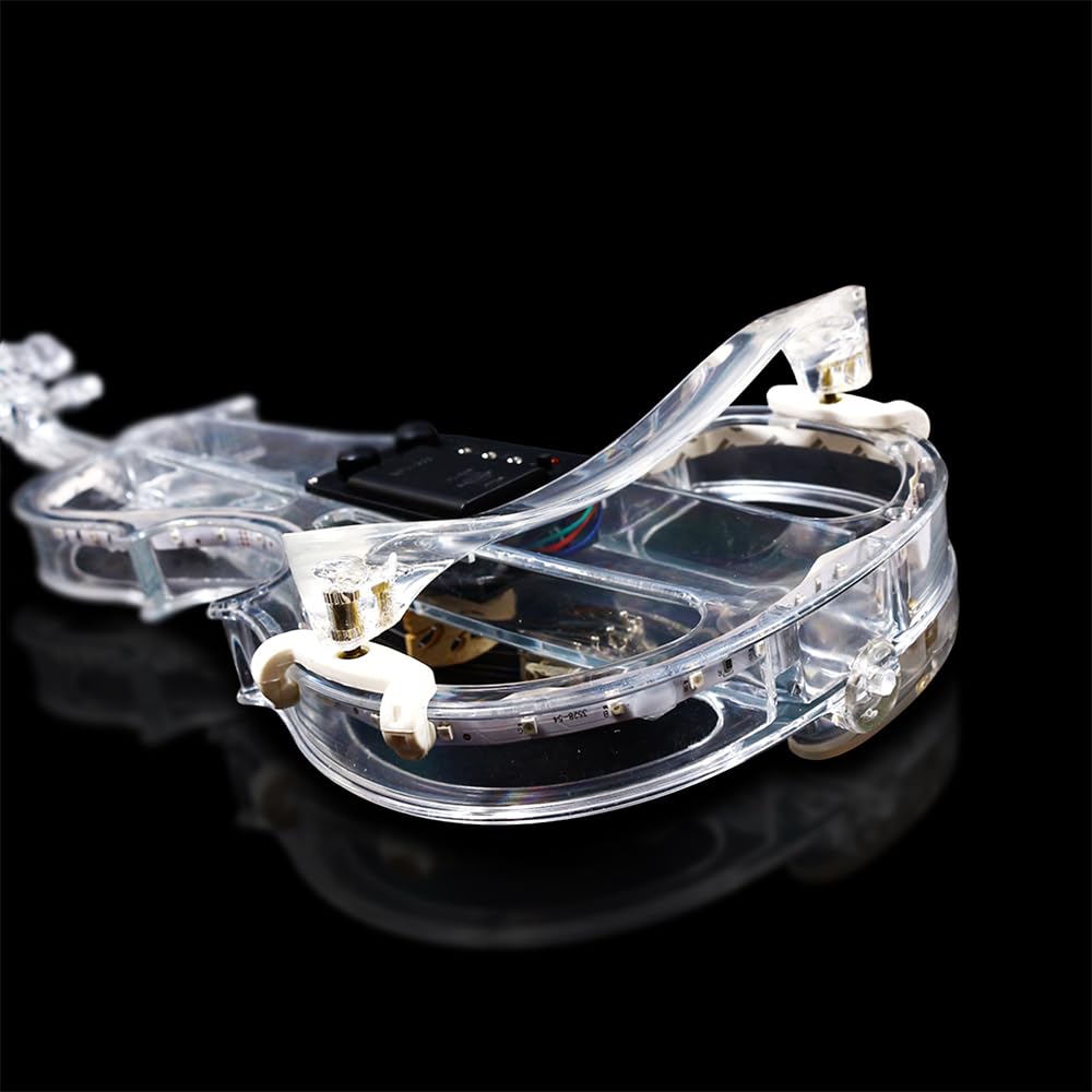 Violino elettrico a 4 corde, in acrilico trasparente, con luci LED a tre colori, archetto, mentoniera, spalliera, cavo e custodia, per principianti (metà #8)