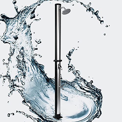 Wiltec Ducha Solar Jardín Piscina Camping Vacaciones Outdoor Exterior Color Negro Plateado Depósito 20 Litr