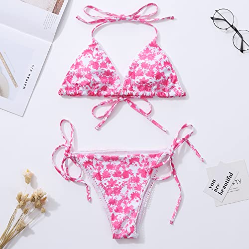 Image of Bikinis Swimsuit Set for Women Swimwear Triangle Bathing Suit Tie String Thong