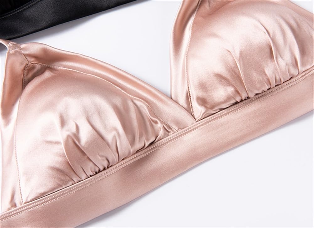 Reggiseno Da Donna Sexy In Raso Di Seta, Sottile E Liscio Con Coppa A Triangolo Francese, Bralette In Seta Di Gelso Per Intimo Fresco E Confortevole Estivo