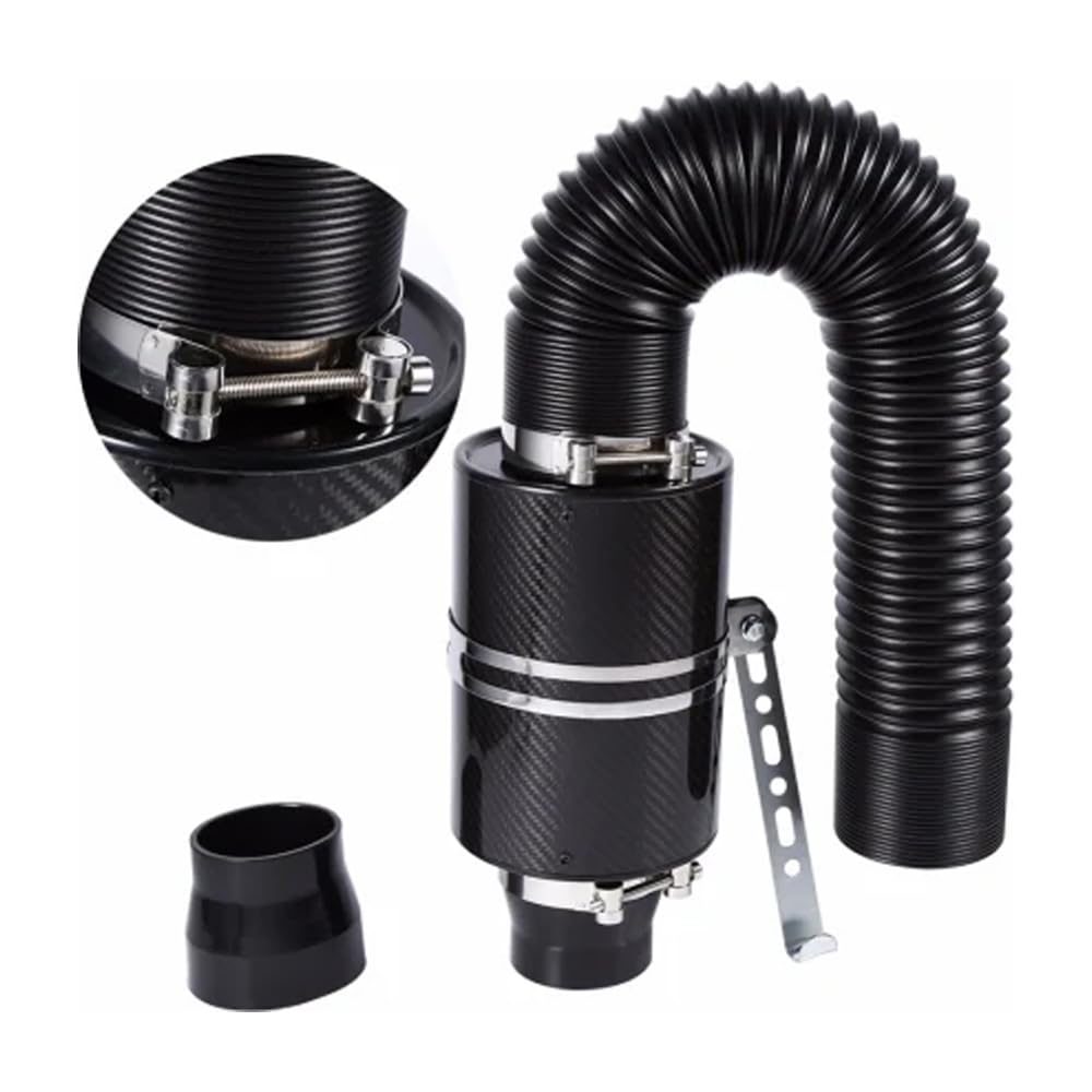 1 Juego Universal de Filtro de Aire Frío de Fibra de Carbono de 3 Pulgadas para Coche, Kit de Manguera y Tubo de Admisión de Aire Cerrado Universal Filtro de aceite motor Filtro de aceite