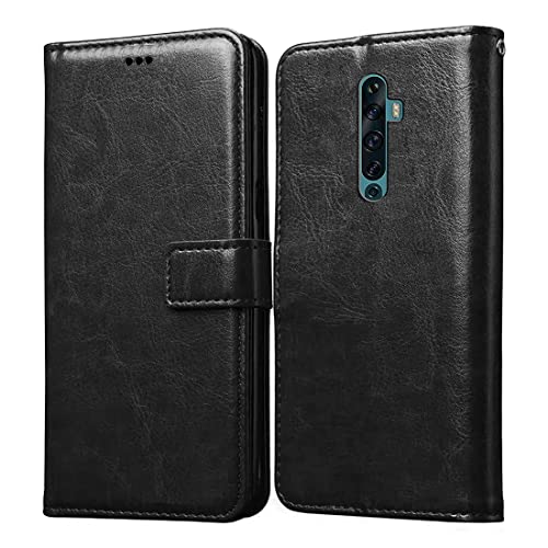Image of Amazon Brand-Solimo Flip Leather Mobile Cover (Soft, Flexible & Kickstand Back case) Compatible for Oppo Reno2 F (Black)