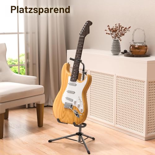 New Bee Gitarrenständer Klappbarer Höhe Verstellbar 80-93CM Guitar Stand mit Hals-Halterung Gitarrenhalter für E-Gitarre, Akustikgitarre, Bass, Laute, Ukulele