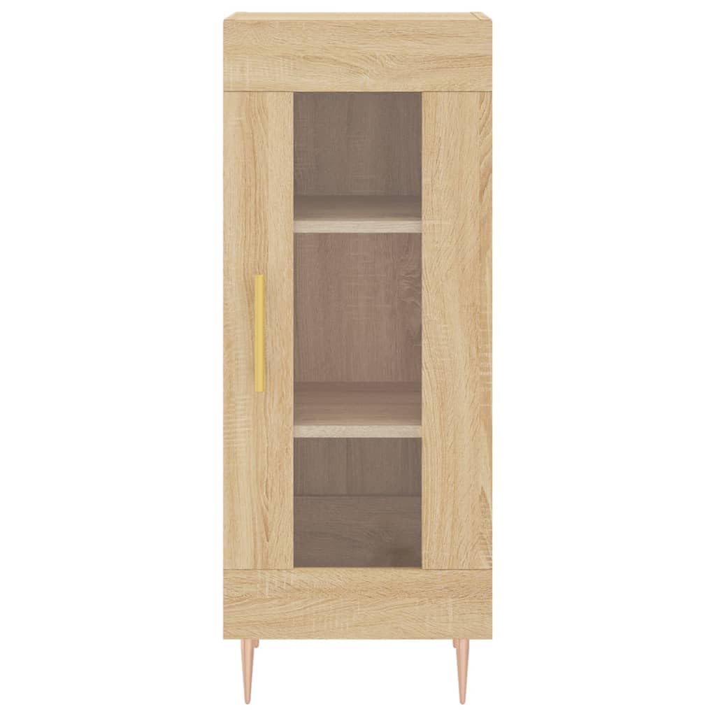Meuble haut en bois de chêne Sonoma 34,5 x 34 x 180 cm avec beaucoup d'espace de rangement, portes, pieds en métal, buffet moderne et commode pour salon, salle à manger, couloir, bureau