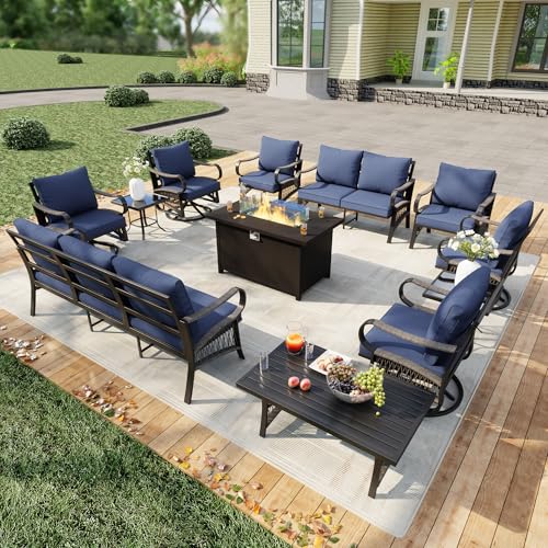 PCSXDSW 12 Pieces Modern Patio Furniture Set, All Weather Metal