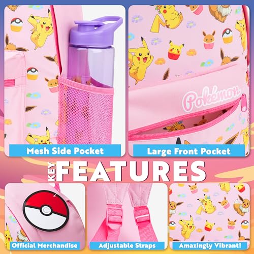 Image of Pokemon Backpack Kids School Bag Boys Girls Teens Pikachu Pokeball