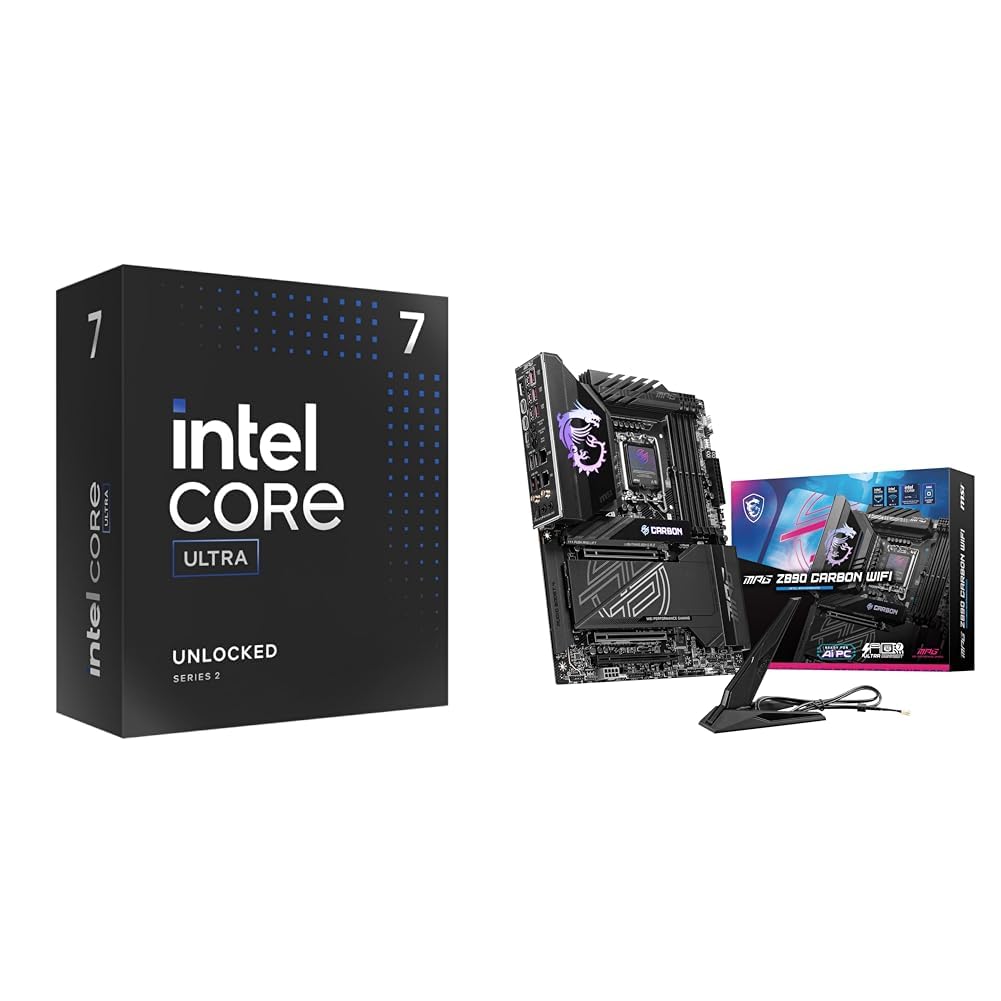Intel Ultra 7 Desktop Processor 265K - 20 cores (8P+12E) & MSI MEG Z890 ACE Gaming Motherboard (Support Core Ultra Series 2 Intel Processors, LGA 1851, DDR5, PCIe 5.0,Thunderbolt 4, ATX)