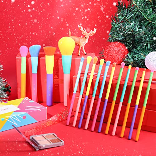 Docolor Makeup Brushes 15Pcs Colourful Makeup Brush Set Premium Gift Synthetic Face Powder Kabuki Foundation Contour Blush Concealers Eye Shadow Blending Professional Make Up Brush Kit - Dream Of Color #TOP7