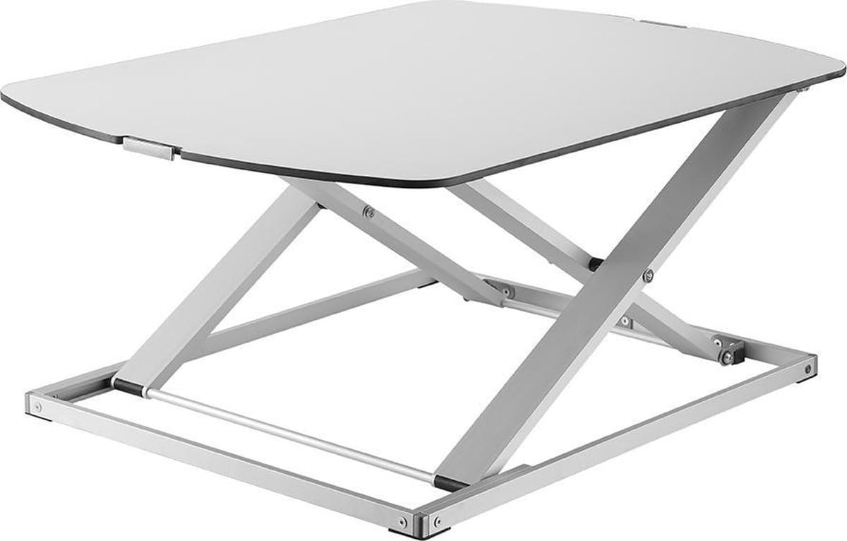 Ultra Slim Large - Schreibtisch Erhöhung - Höhenverstellbarer Schreibtischaufsatz - Höhe 3,5-36,8 cm - Breite 54 x 79 cm - Klemmfeder Bedienung - Weiß