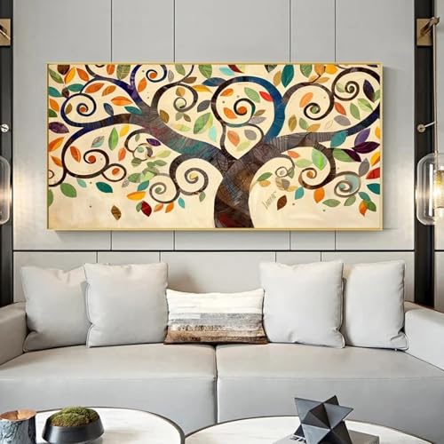 Décoration murale pour salon arbre heureux abstrait vintage encadré