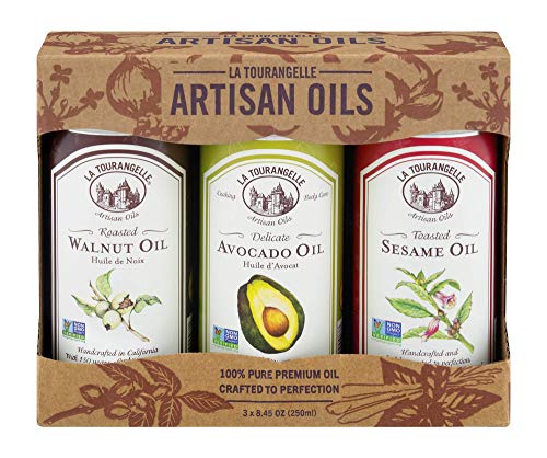 La Tourangelle, Favorites Trio of Oils - Roasted Walnut Oil, Avocado Oil, Toasted Sesame Oil, Gift Set, 8.45 Ounce (Set of 3) (Packaging may Vary)