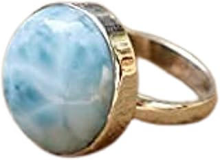 Larimar Ring, 925 Sterling Silver Ring, Blue Larimar Ring, Round Larimar Ring, Larimar Jewelry, March Birthstone Ring, Dainty Ring, Promise Ring, Gift for Her